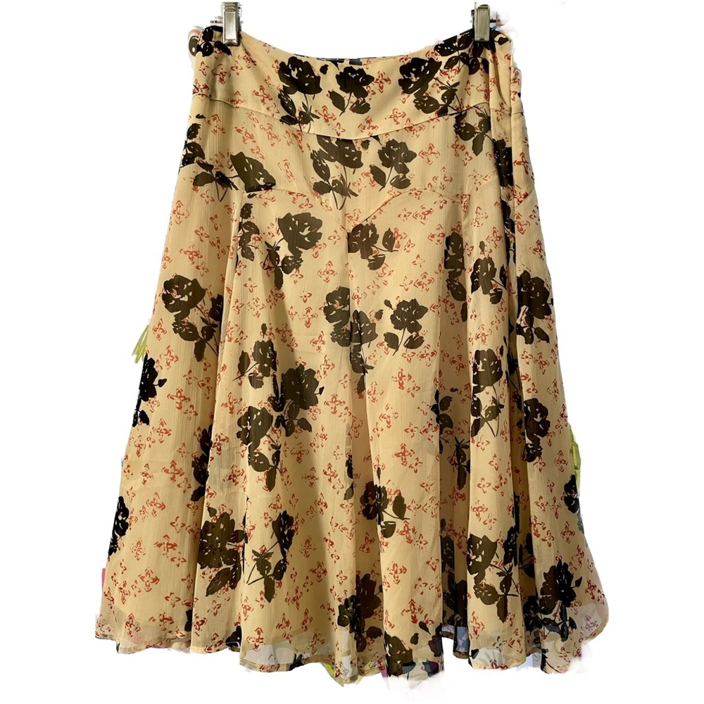 Hillard and Hanson Cream and Black Floral Skirt size 6
